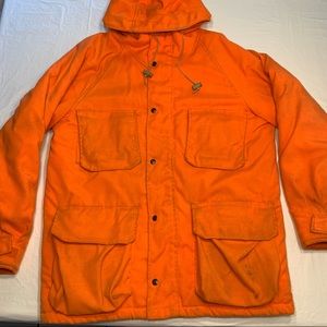 Vintage Fieldline Blaze Orange Hooded Insulated Hunting Jacket Pockets Men’s L
